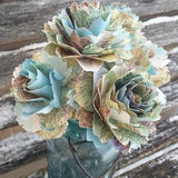Map Flowers, Half Dozen. Roses & Dahlias. Centerpiece, Wedding, Paper Flower Bouquet