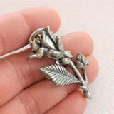 Rose Brooch, Silver Pewter Flower Pin, Clip On Rose Pin, Wedding Bouquet Brooch, Bridal Bouquet Pin, Bouquet Jewelry, Tie Pin, Lapel Pin