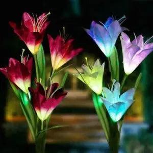 Color-Changing LED Solar Powered 8 Flowers Stake Lights Yard Garden Decor 2 Pack