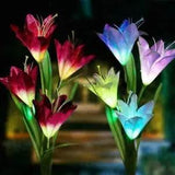 Color-Changing LED Solar Powered 8 Flowers Stake Lights Yard Garden Decor 2 Pack