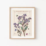 Forget Me Not Wall Art Print, True Love Flower Illustration Print