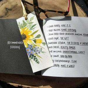 Set of 2- Original hand painted watercolor floral  bookmark , sunflower , handmade, unique gift for a book lover, gift for girl