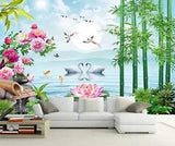 3D Peony Flower Lotus ZHUA9668 Wallpaper Wall Murals Removable Self-adhesive Amy