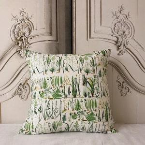 Modern Vintage Green Plants Pattern Cushion Cover with White Background Decorative Square Pillow Case 18 20 26 in