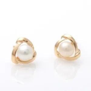 14K Solid Yellow Gold Love Lily Stud a Pair of Earrings w/ Silicone plugs JNK