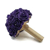 Dark Purple And Gold Bridal Bouquet, Bridesmaid Bouquet, or Toss, Matching Boutonnieres and Corsages Available, Custom Colors Available
