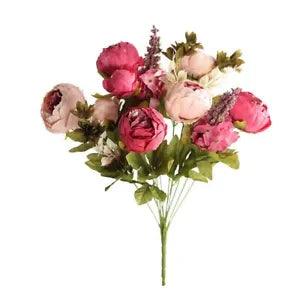 50cm Pink Silk Peony Artificial Flowers Big Bouquet Arrangement Fake Flower...