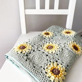 CROCHET BLANKET PATTERN Here comes the sunflowers / crochet afghan/ crochet throw / crochet cushion