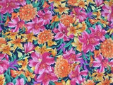 2.5 yards Hoffman Int lilies bright FLOWER quilting fabric BLOOMS vintage OOP
