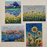 SET OF 4 PRINTS - Summer Sunflowers | Nature Colorful Modern Artwork | Landscape, Mountain, Floral | Stationary, Postcards, Wall Art, Prints
