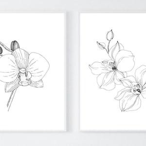 2pc Printable Orchid Flower Minimalist Wall Art