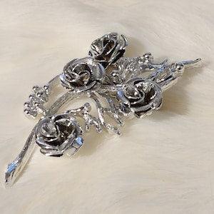 Silver Tone Rose Bouquet Brooch, Vintage Brooch, Gift for Her, Brooch Bouquet, Vintage Jewelry, Gift for Mother, Gift for Her, Retro Jewelry