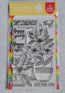 Waffle Flower - Potted Lily - Clear Photopolymer Cling stamp set, NIP