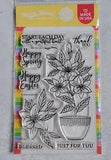 Waffle Flower - Potted Lily - Clear Photopolymer Cling stamp set, NIP