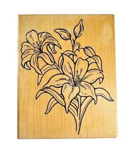 Vintage Great Impressions Lily Flower Iris Bouquet Rubber Stamp K41