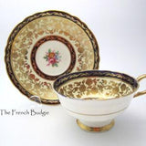 AS IS *Paragon Gold and Cobalt Blue, center Rose Bouquet Teacup, Made in ENGLAND Tea Cup