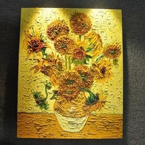 Van Gogh - Sunflowers - Re-production [Hand Painted] Oil Painting 28" X 36" by Sean Kleveland