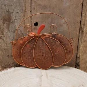 NEW -- Wire Mesh Pumpkin w/ Pumpkin Spice SCENTED Potpourri -  7" wide x 6" high