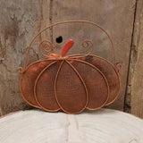 NEW -- Wire Mesh Pumpkin w/ Pumpkin Spice SCENTED Potpourri -  7" wide x 6" high