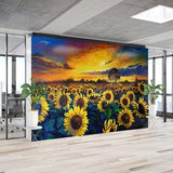 Wall Paper Peel and Stick, Sunflower Field Painting, 3d Wall Paper, Paper Wall Art, Sunflower Wall Paper, Sunflower Field Wall Poster,