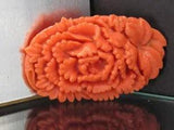 Faux Salmon Coral Molded Lucite Carnation Flower Pin Brooch