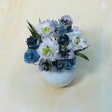 Miniature Flowers  Dollhouse blue roses & purple flowers 1:12 scale