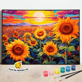 Sunflowers sun field - Acrylic painting canvas for adults - Wall art gift - DIY Painting