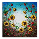 Summer Dance of Flowers Sunflowers Original Painting of a sunflowerstextured on canvas. New US and Canada by Amanda Dagg