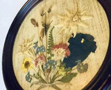 AUSTRIA Vintage Art Dried Pressed Flowers Natural Leaf Collage Framed Farmhouse