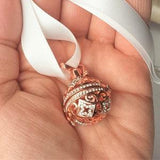 Bridal Bouquet Charm, Rose Gold Cage Locket, Something New & Blue, Wedding Bouquet Wrap, Bouquet Jewelry, Rhinestone Faux Pearls Pendant