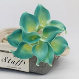 Oasis Teal Calla Lily Bouquet 10 Flowers PU Calla Lilies Real Touch Flower Bridal Bouquet Faux Flowers For Wedding Centerpieces MTL-FLN033