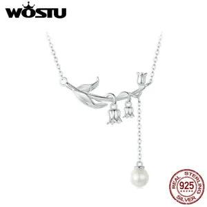 Wostu Fashion Elegant 925 Sterling Silver Lily of the Valley CZ Necklace Women
