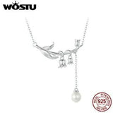 Wostu Fashion Elegant 925 Sterling Silver Lily of the Valley CZ Necklace Women