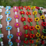 Chain flower beads. Delicate Double bracelet, ankle bracelet or necklace . Adult or child . Celebration of summer. Daisy chain flowers