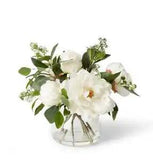 Elme Living 36cm Plastic Peony Mix in Allira Vase Artifical Flower Decor White