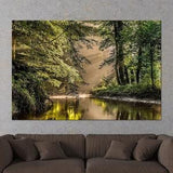 Forest wall art, Room decor, River in the forest photography print, Green wall art, Canvas wall art, Ready to hang, New