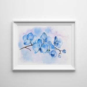 Orchid Flowers Watercolor Painting Wall Art  Prints