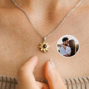 Sunflower necklace ? Photo Projection necklace ? Picture necklace ? Memorial necklace ? Custom necklace ? Photo jewelry ? Gifts for her