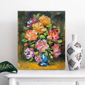 Roses Wall Art, Bedroom Wall Decor, Stretched Canvas Print, Roses Print, Painting Print, Rose Bouquet, Kitchen Wall Hanging, Gift For Mother