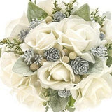 Real Touch Artificial White Ivory Roses Bridal Bridesmaids Cascade Bouquets Prom Bouquet Wedding Flower Centerpiece Arrangement Arch Garland