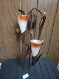 Iron Glass Dawn Lilies Candle Wall Sconce Indoor Outdoor Decor Candle Not Includ