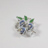 Flower Wreath Pin, Blue Flower Bouquet Wreath Pin, Vintage Silver Tone Blue Flower Brooch, Vintage Brooch, Vintage Pin, Blue Flower Pin