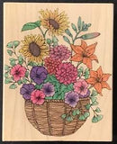 Hero Arts Super Flower Basket Pansy Sunflower Tiger Lily Rubber Stamp