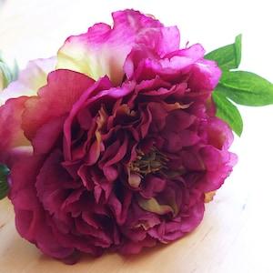 Large Dark Magenta Purple and Green Peony (FB0049-01) | artificial flower ?C flower headpiece ?C wedding d??cor ?C bouquet ?C home living ?C decor