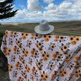 Sunflower minky & terracotta waffle blanket - Adult throw
