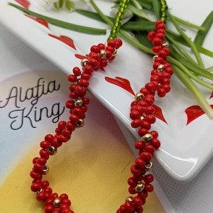 Hand beaded flower choker necklace