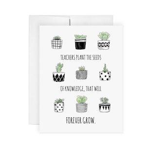 Teacher Seeds - Greeting Card, Knowledge, Teacher Card, Teacher Thank You, Succulents, Illustration, Art