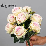 Rose Bouquet with Foliage, Artificial Flower Crafts, Home Floral Decor, for Wedding Bride, Party Table Centerpiece, Indoor Arrangement, Gift