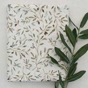 Floral, Plants pattern, Under the Olive Tree, Flower printed Cotton Fabric by the yard, 110cm wide, Cotton material, Sewing, DTP, DYI, Korea