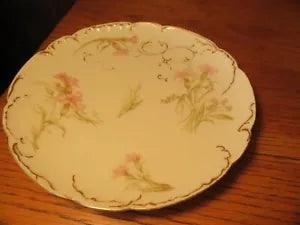 VINTAGE 1894 HAVILAND LIMOGES FRENCH 7 1/2" PLATE -IDA'S CHRISTMAS - CARNATIONS